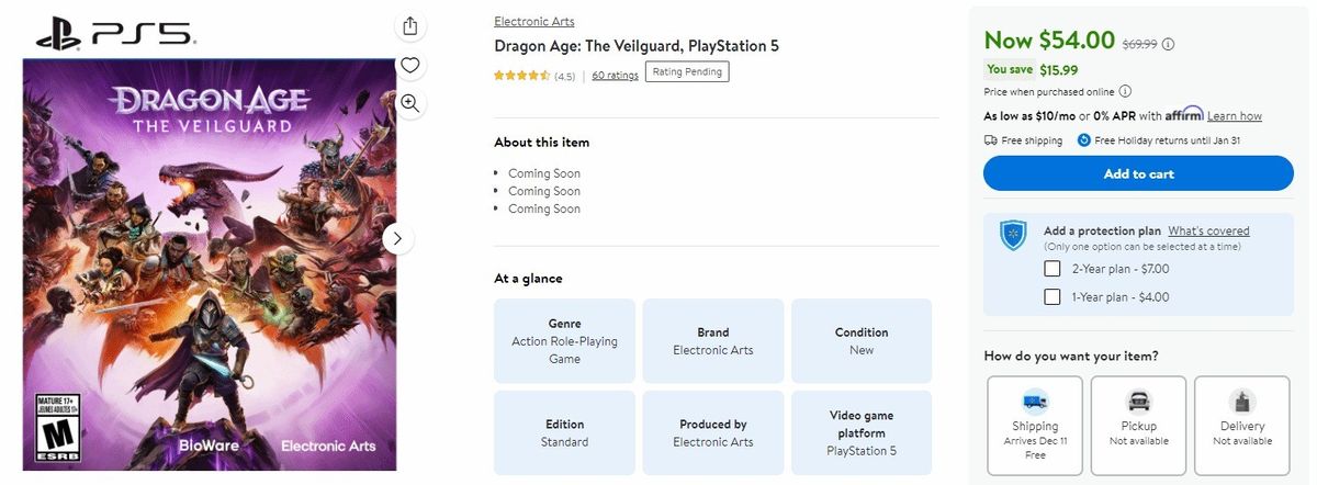 《龙腾世纪4：影障守护者》游戏封面，主角身披铠甲手持武器，背景为神秘暗影笼罩的奇幻世界