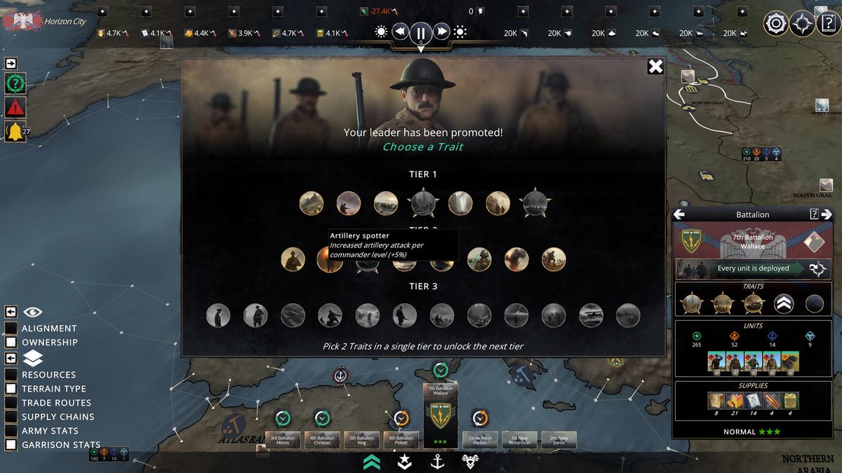 玩家正在规划城市布局，屏幕上显示多种建筑模块和升级选项，背景为正在建设中的工业区