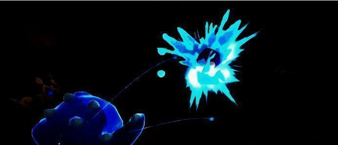 玩家操控夜电喵在高台上对潮潮鳄发动雷电攻击，下方潮潮鳄正试图跳跃但无法触及角色