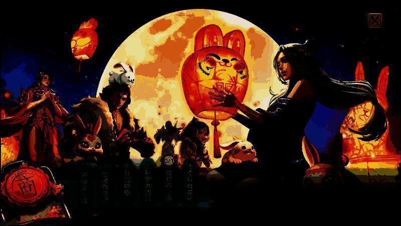 月明秋晓主题商店界面，陈列各类兑换物品，背景为中秋月夜与玉兔元素