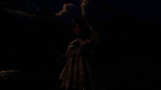 《无限暖暖》主角暖暖在花海中轻盈跳跃，裙摆飞扬，周围光影绚丽，展现出梦幻般的开放世界场景