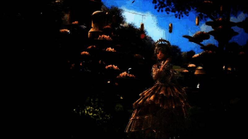 暖暖与大喵并肩走在石桥上，夕阳将两人的影子拉长，远处是波光粼粼的湖泊与飞鸟