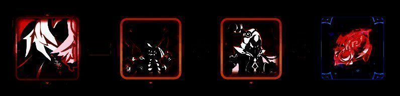 绯焉的进化路线图，三个阶段形态依次排列，最终形态双翼展开，周身环绕血色能量