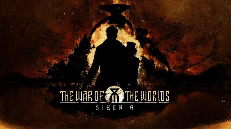 游戏主视觉图展示1896年雪地中火星战舰降临，城市陷入火海，主角在废墟中潜行