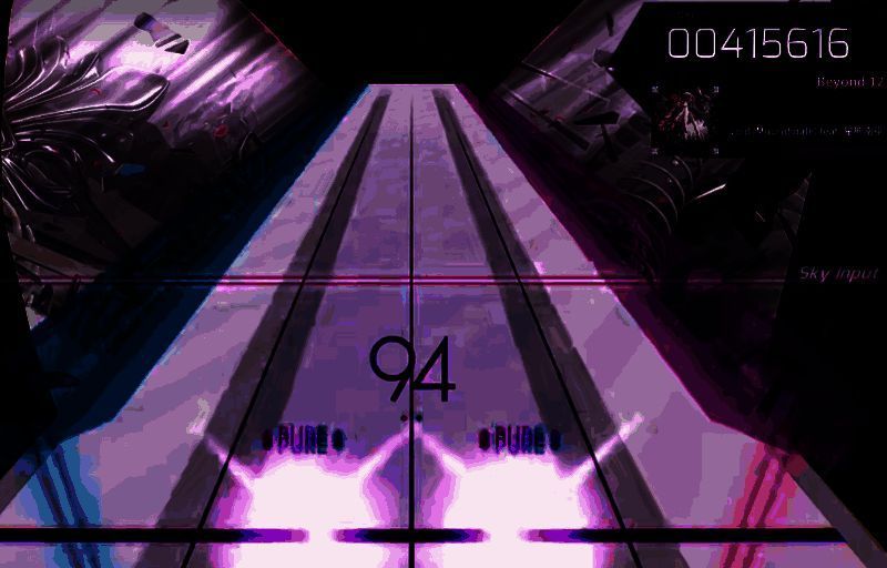 光与对立并立于虚空舞台，四周漂浮着发光的音符碎片，背景呈现撕裂的天空与交错的光带