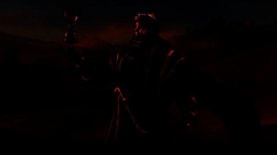 萨拉丁3D动态皮肤“天方夜谭”展示图，背景为沙漠宫殿，技能特效绚丽