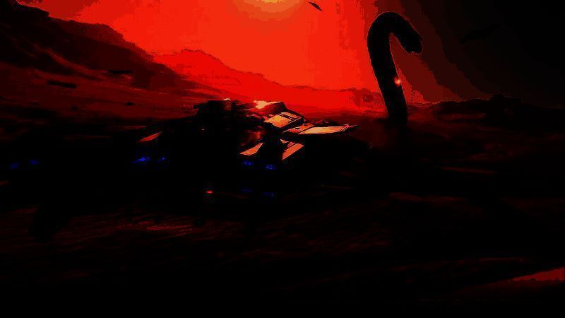 沙漠星球表面巨大的沙虫破地而出，玩家驾驶飞船进行围猎，场面震撼