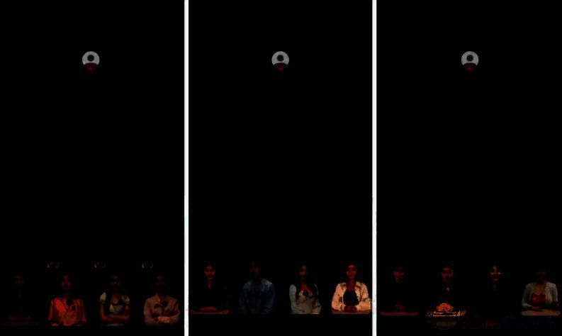 快影APP中数字人特效添加界面，显示虚拟人物立绘叠加在视频画面上，右侧为调整大小和时间轴的操作示意图