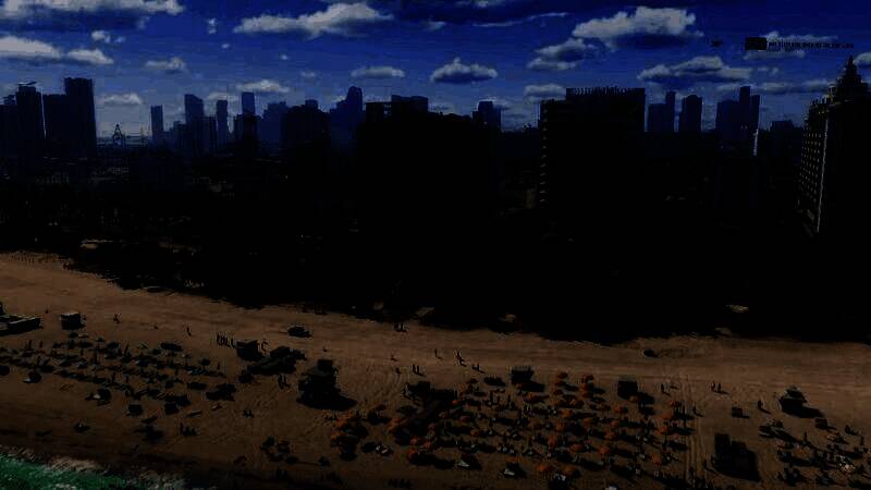 玩家角色在夜晚的仓库区匍匐前进，手中握有消音手枪，前方是巡逻的警卫