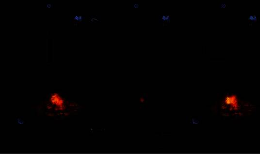 布袋木偶被挂在尖刺棍子上，背景红灯闪烁，房门缓缓开启