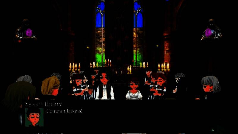 图书馆内部，书架林立，角色正在翻阅厚重古籍