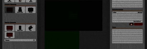 房屋设计界面展示，玩家正在使用规划工具绘制墙体结构，屏幕上显示房间标注和尺寸信息