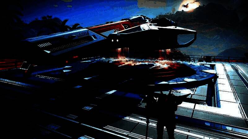 《无人深空》游戏中玩家驾驶飞船穿越星系，探索未知星球的壮丽画面