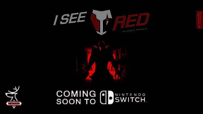 《血海雷霆》Switch版宣传图，主角手持重型武器站在爆炸的飞船残骸中，背景火光冲天