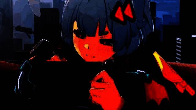 街头对峙画面，两名角色持械站立，背景为霓虹灯牌与雨夜街道