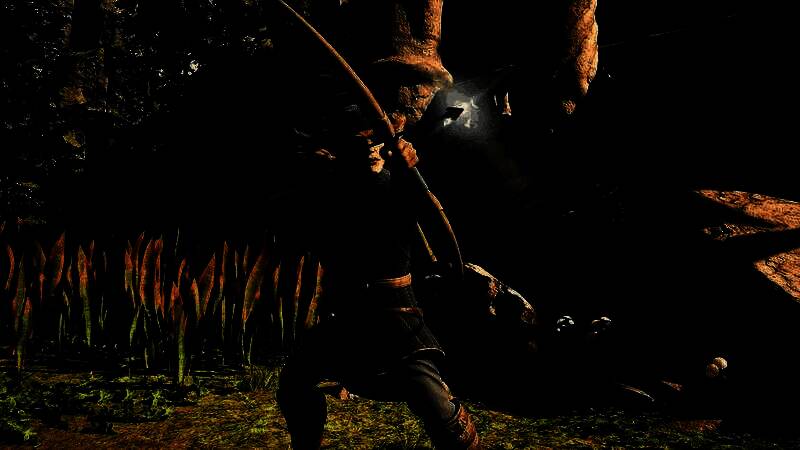 战斗场景截图，角色挥舞武器对抗神秘生物，技能特效绚丽，环境破坏效果逼真