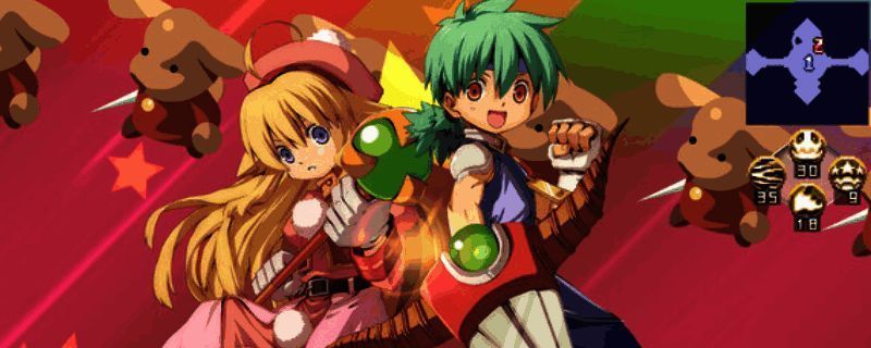 《伊苏VS空之轨迹》游戏封面图，展示主角亚特鲁与艾丝蒂尔并肩作战的战斗场景，背景为蒸汽朋克风格的城市