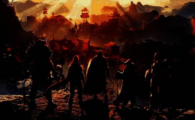 《黑色沙漠》PC版公测宣传图，展示角色骑马穿越沙漠与古城的壮丽场景