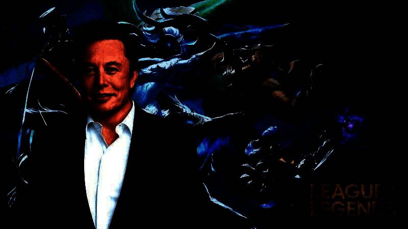 埃隆·马斯克在公开场合谈论游戏时的神情专注，背景显示《暗黑破坏神4》的游戏画面