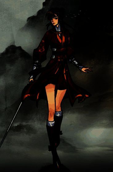 角色正面特写，展示时装细节，包括发饰、衣领纹样与腰间配饰