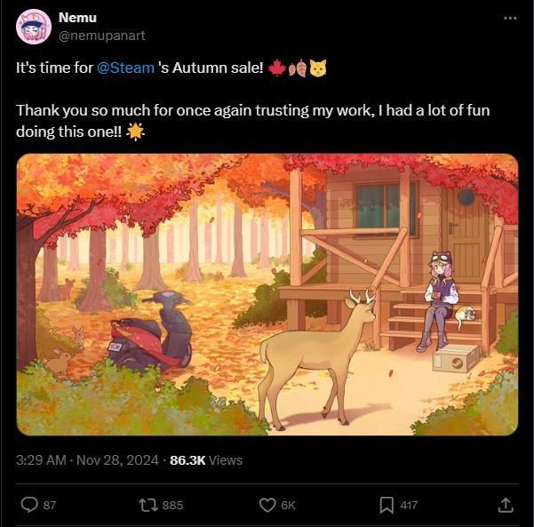 Cassis_Art绘制的上色版本概念图，展现少女递送包裹的瞬间，风格温暖细腻