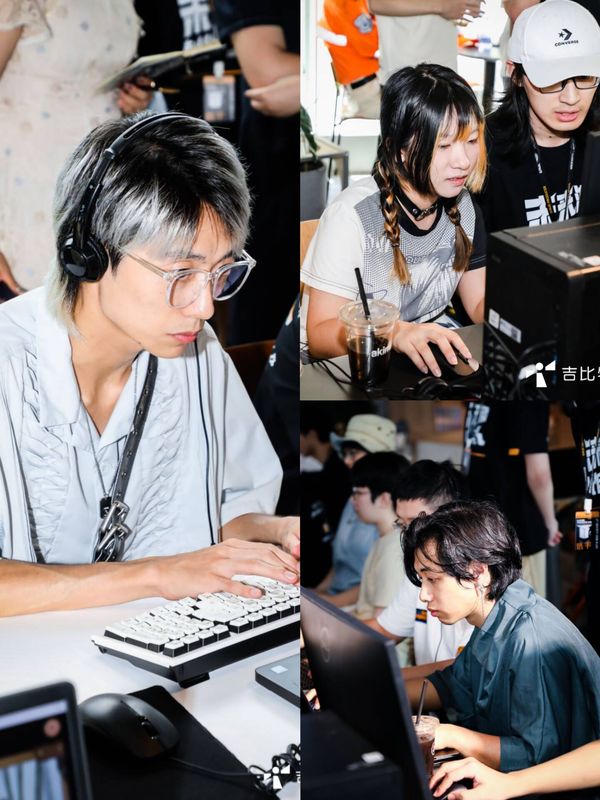 往届参赛选手与本届团队在展区交流，气氛融洽