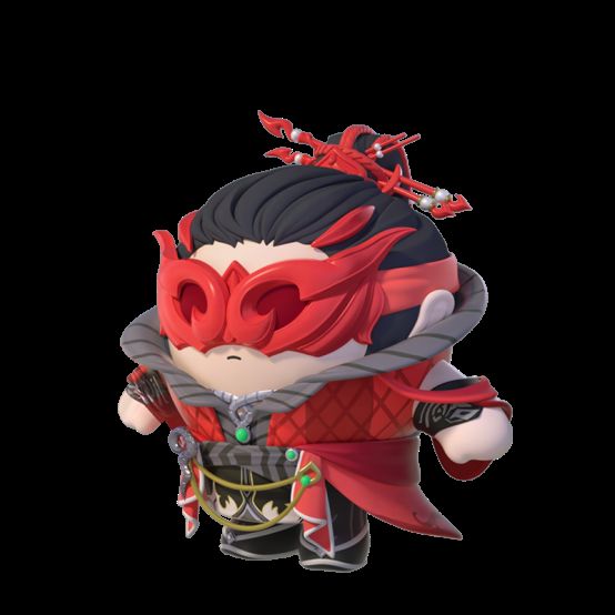 宁红夜联动外观展示图，全身视角呈现红袍造型与精致配饰