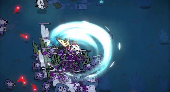 白天场景中骑士在发光矿脉间穿梭，背景是正在建设的王国基地