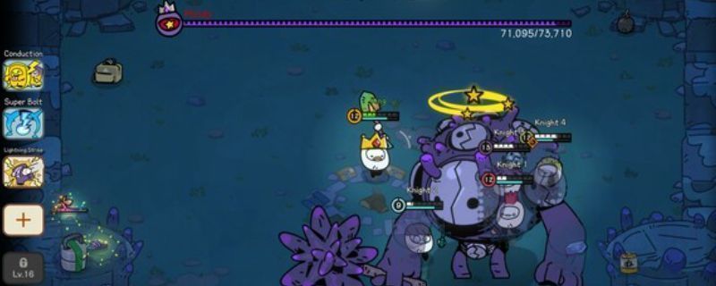 《佩布尔骑士》游戏主界面展示，像素风格角色与防御塔清晰可见，背景为昼夜交替的战场环境