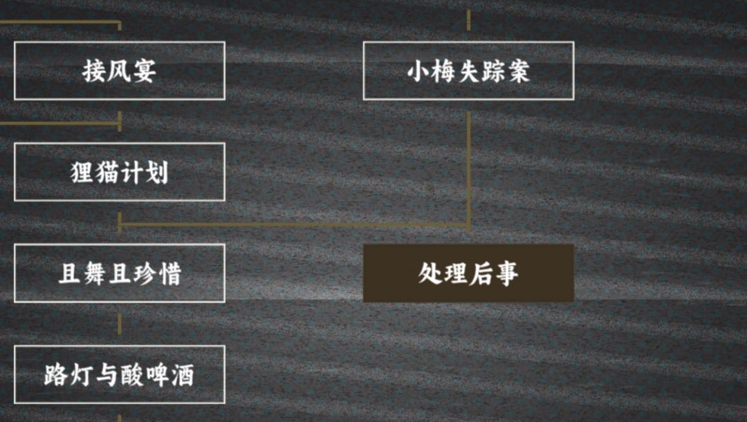 游戏内【处理后事】剧情事件截图，陈夏抱着小梅站在废墟前，画面充满感伤与温情