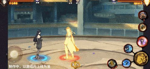 雏田释放奥义进入双狮拳状态，查克拉狮子头爆发，周围敌人被震退