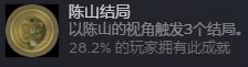 游戏内成就界面截图，显示‘陈山结局’成就已解锁，背景为复古风格的谍战档案样式