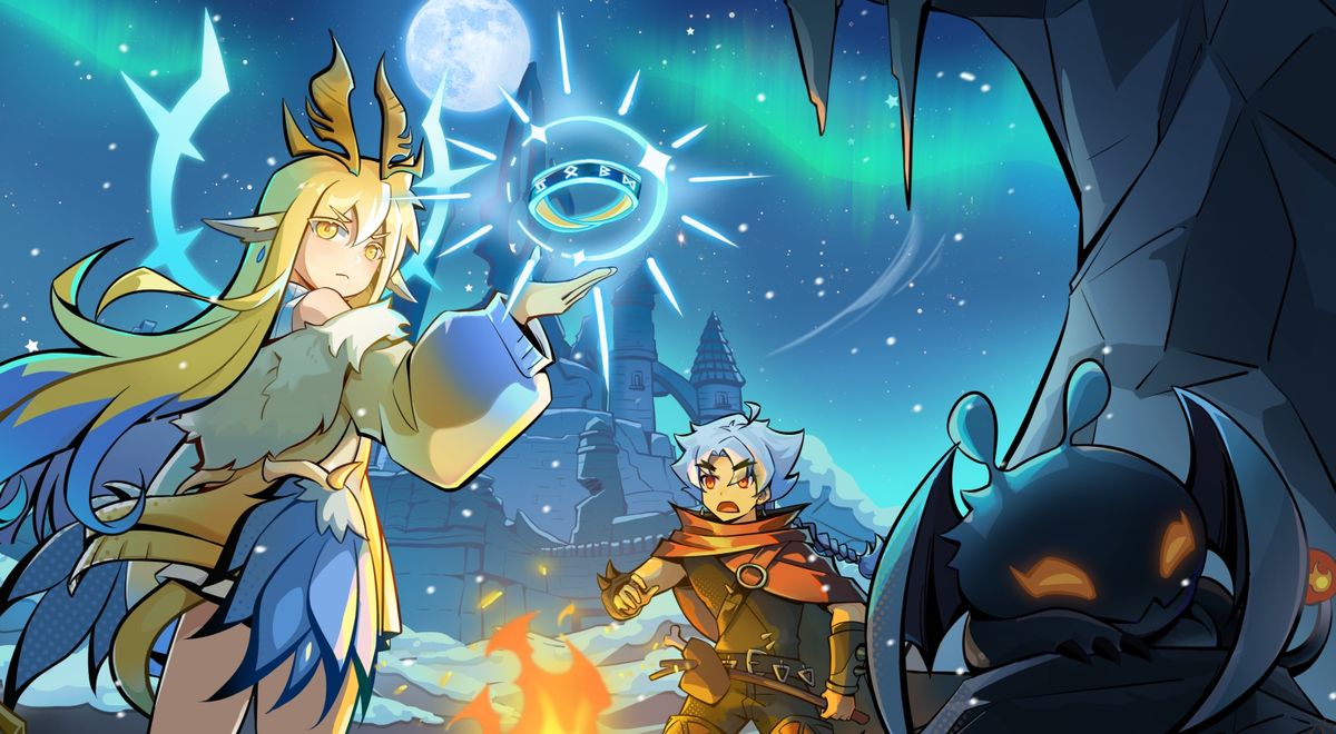 游戏内周年庆典主界面，金色礼盒漂浮，芭德尔立绘居中，四周环绕福利图标