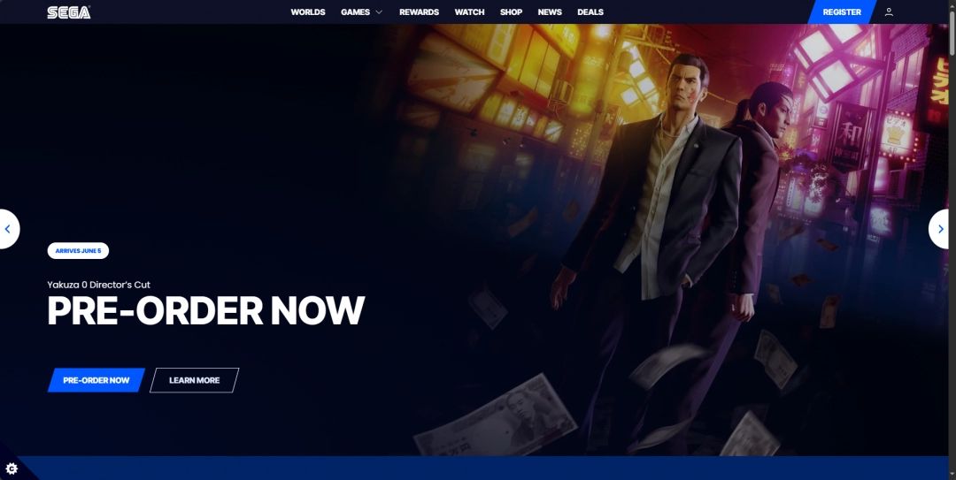 SEGA官网页面截图，展示《战锤40K：星际战士复刻版》的游戏介绍区域，包含角色形象与标语