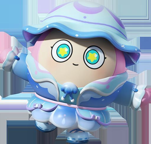 水母之舞套装展示，蛋仔漂浮水中，裙摆发光，如同真实水母般透明梦幻