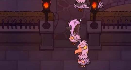 游戏视角下恶魔猎手在走廊中靠近一名玩家，界面未显示对方身份信息，仅显示问号标记