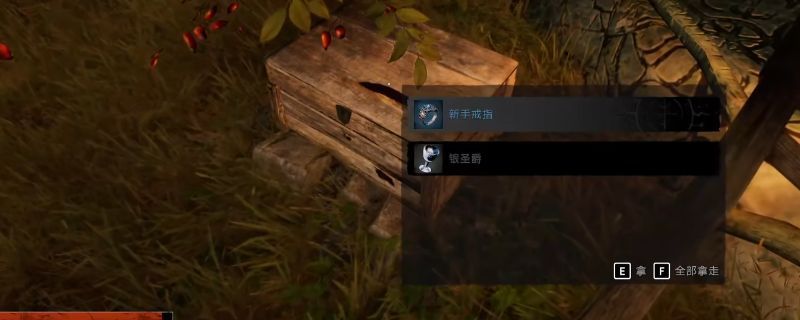 《污痕圣杯：阿瓦隆的陨落》中新手戒指的物品图标，银色古朴戒指镶嵌暗红宝石，散发着神秘光芒