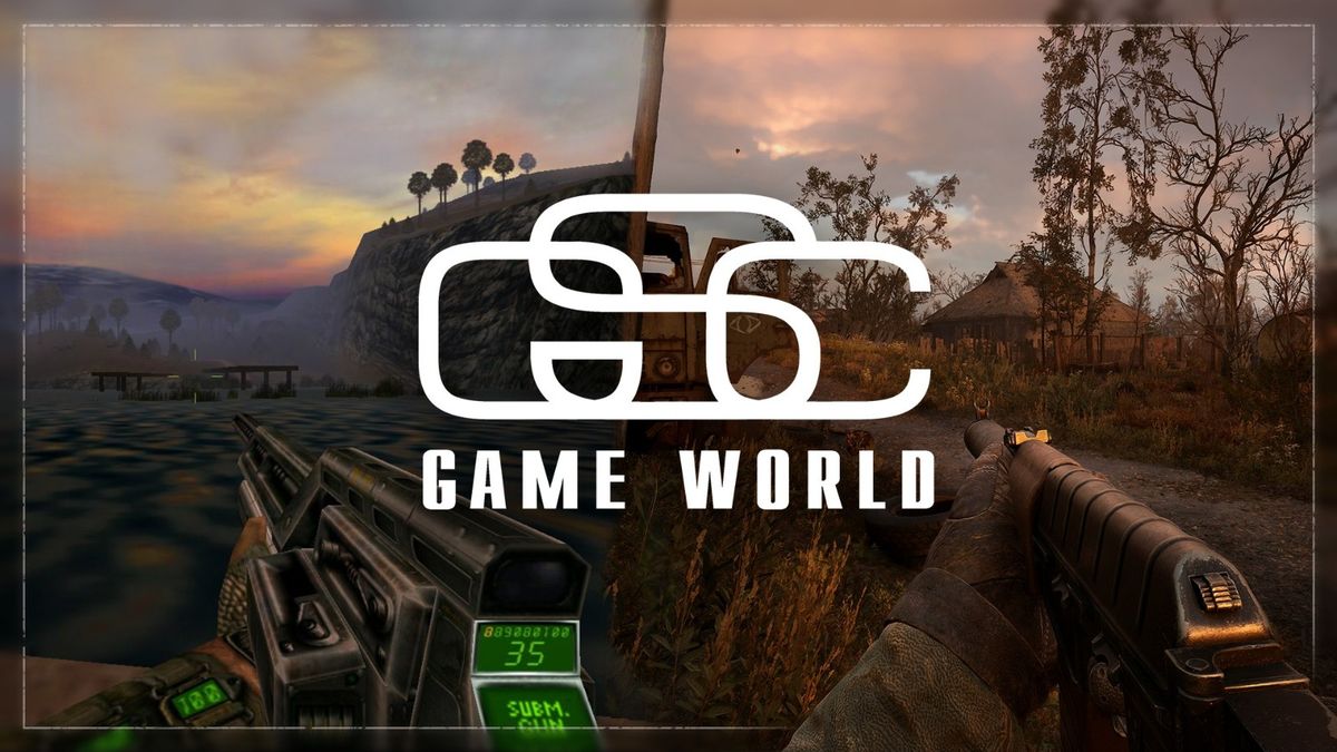 《潜行者2》游戏实机画面，主角身穿防护服行走在荒芜的辐射区，远处雷暴翻滚，氛围压抑而震撼