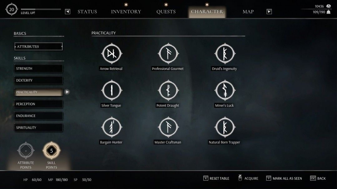 技能树界面展示《污痕圣杯：阿瓦隆的陨落》中实用性属性分支，高级与专家技能图标清晰标注