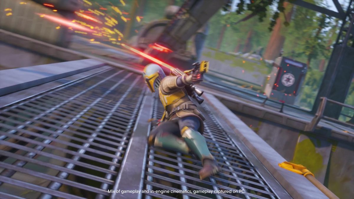 Glikkin角色特写，绿色皮肤的库巴兹猎人手持双刃武器，眼神凶狠，背景为科洛桑地下世界的霓虹巷道