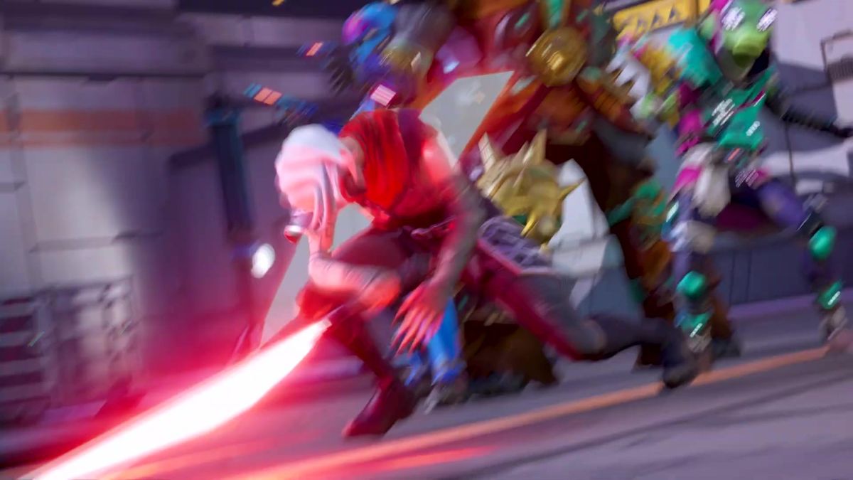 机器人猎手释放全息投影技能，周围敌人被控制，场景充满科技感