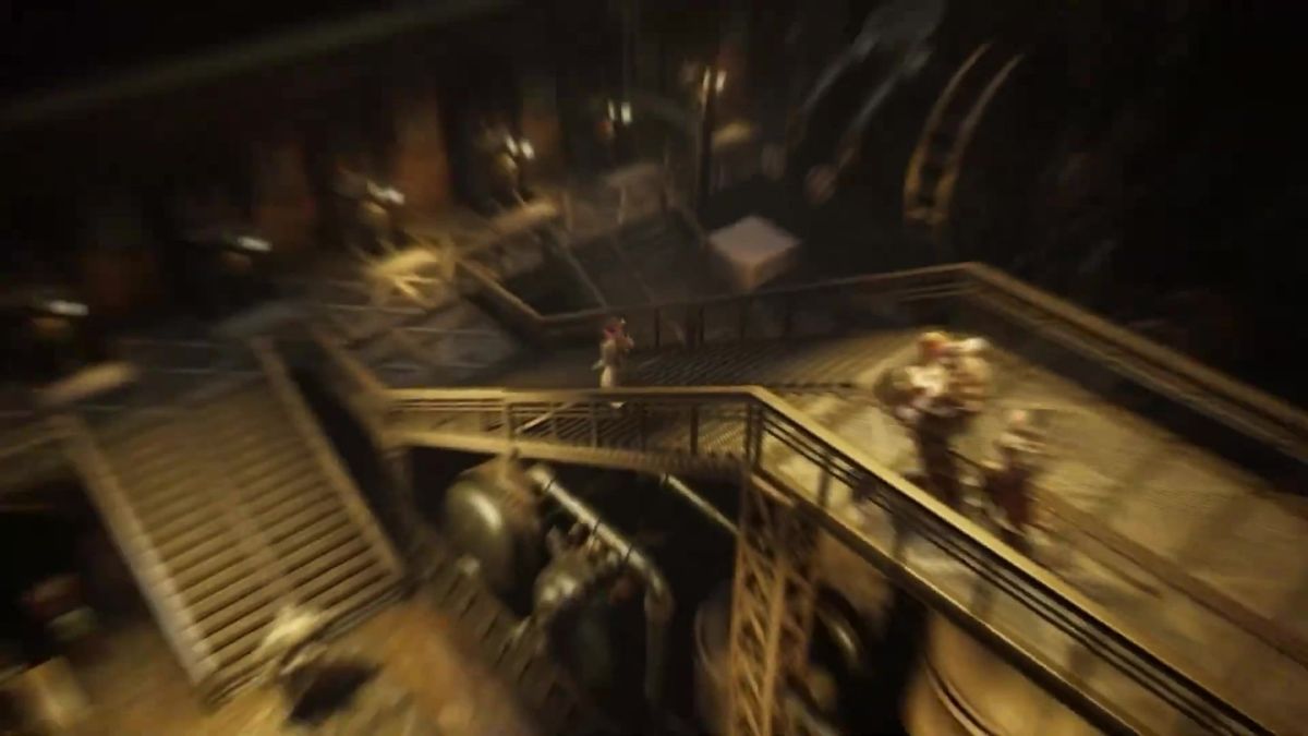 战斗场景中角色释放特斯拉电弧，蓝色电流贯穿敌人，周围蒸汽弥漫，机械装置运转