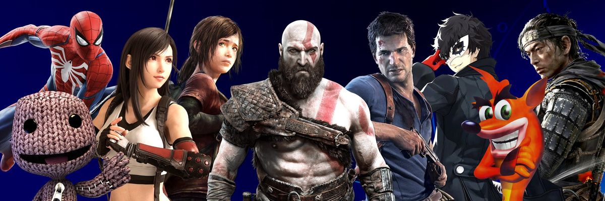 IGN发布的PS史上最佳游戏榜单第80-61名，列表形式展示多款经典游戏名称，背景为PS主机演变历史