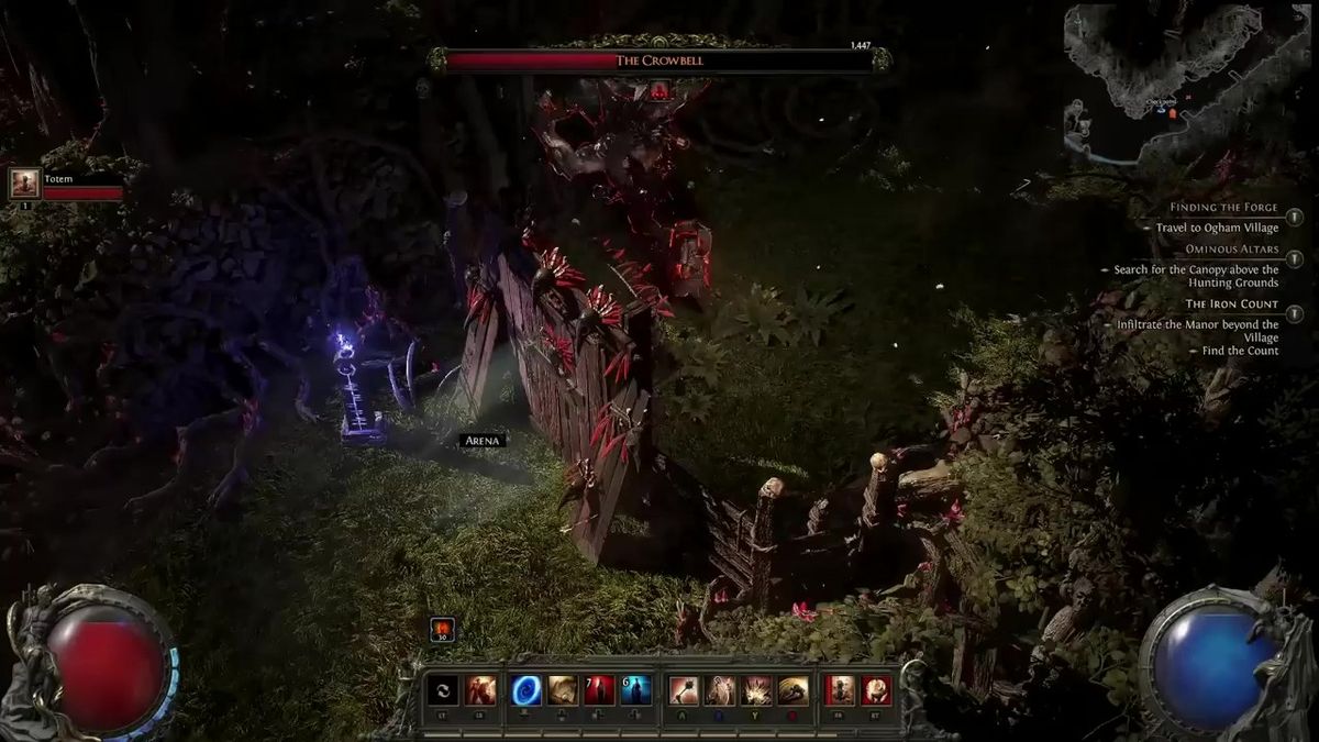 战士职业挥舞巨斧猛烈劈砍敌人，地面裂痕蔓延，血雾四溅