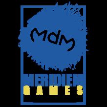 Meridiem Games公司LOGO与部分实体游戏收藏版陈列架，展示其对独立游戏实体化的支持