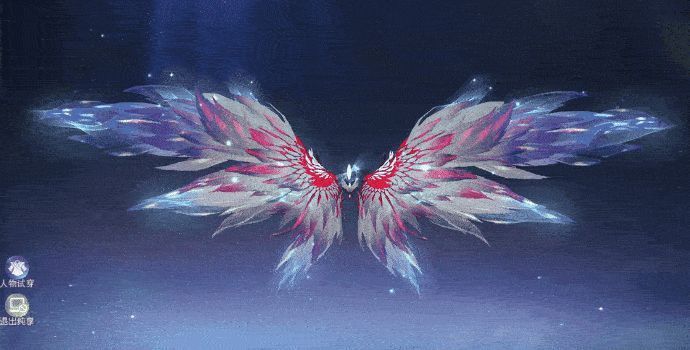 半透明线框状翅膀缓缓旋转，科技感十足