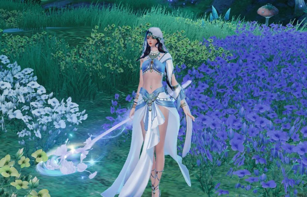 饰品【草熏风暖】佩戴效果展示，角色背着草精造型斜挎包