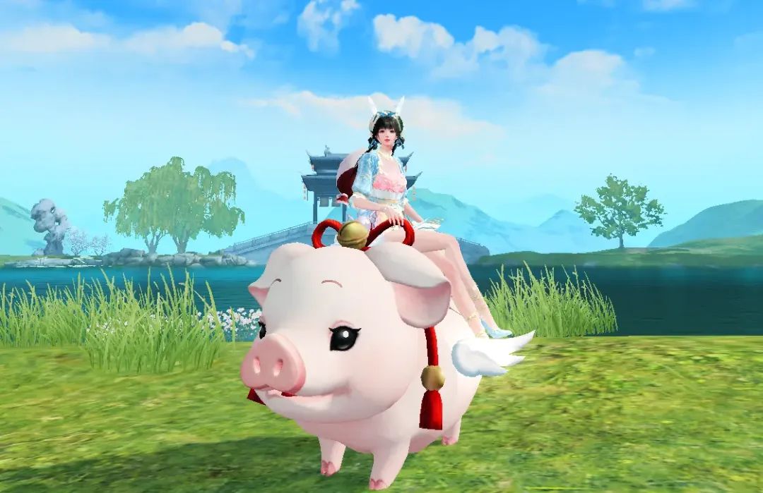 飞天小野猪战兽形态展示，带有火焰尾迹特效