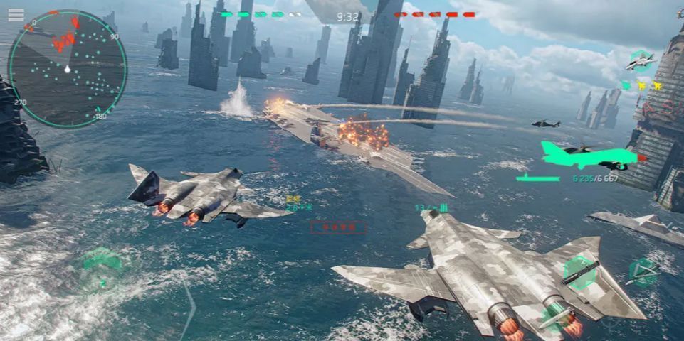 玩家在战舰改装界面中升级武器系统，屏幕上显示多种可装配的导弹与炮台选项