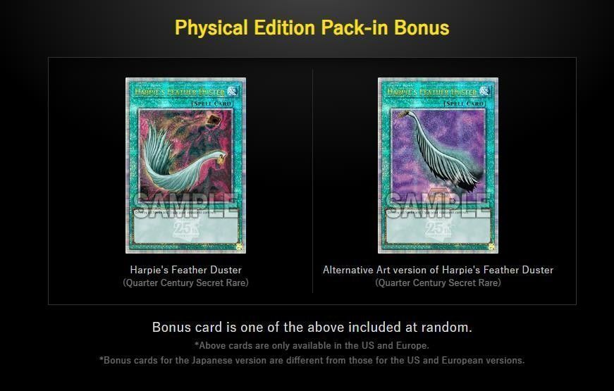 《游戏王：早期合集》Switch实体版封面及特典卡牌展示，附赠‘鹰身女妖的羽毛扫’卡牌实物图